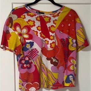 Zara 🔥Multicolor Graphic Cotton Top